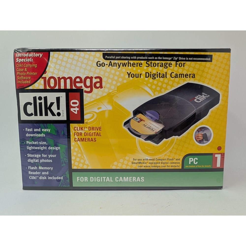 Vintage Iomega Clik! 40 Digital Camera Drive 40MB Sealed PC Windows‎ 1998 NOS
